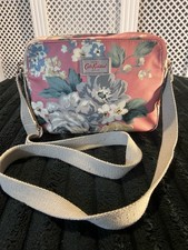 Cath Kidston Ladies Handbag In Floral Pink With Cream Strap Medium