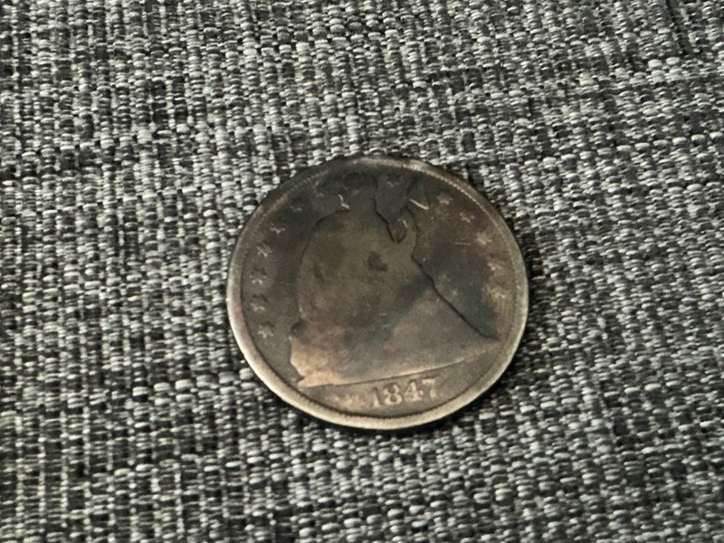 1847 $1 Seated Liberty Dollar Type Coin Circulated Holed & repaired - TONER