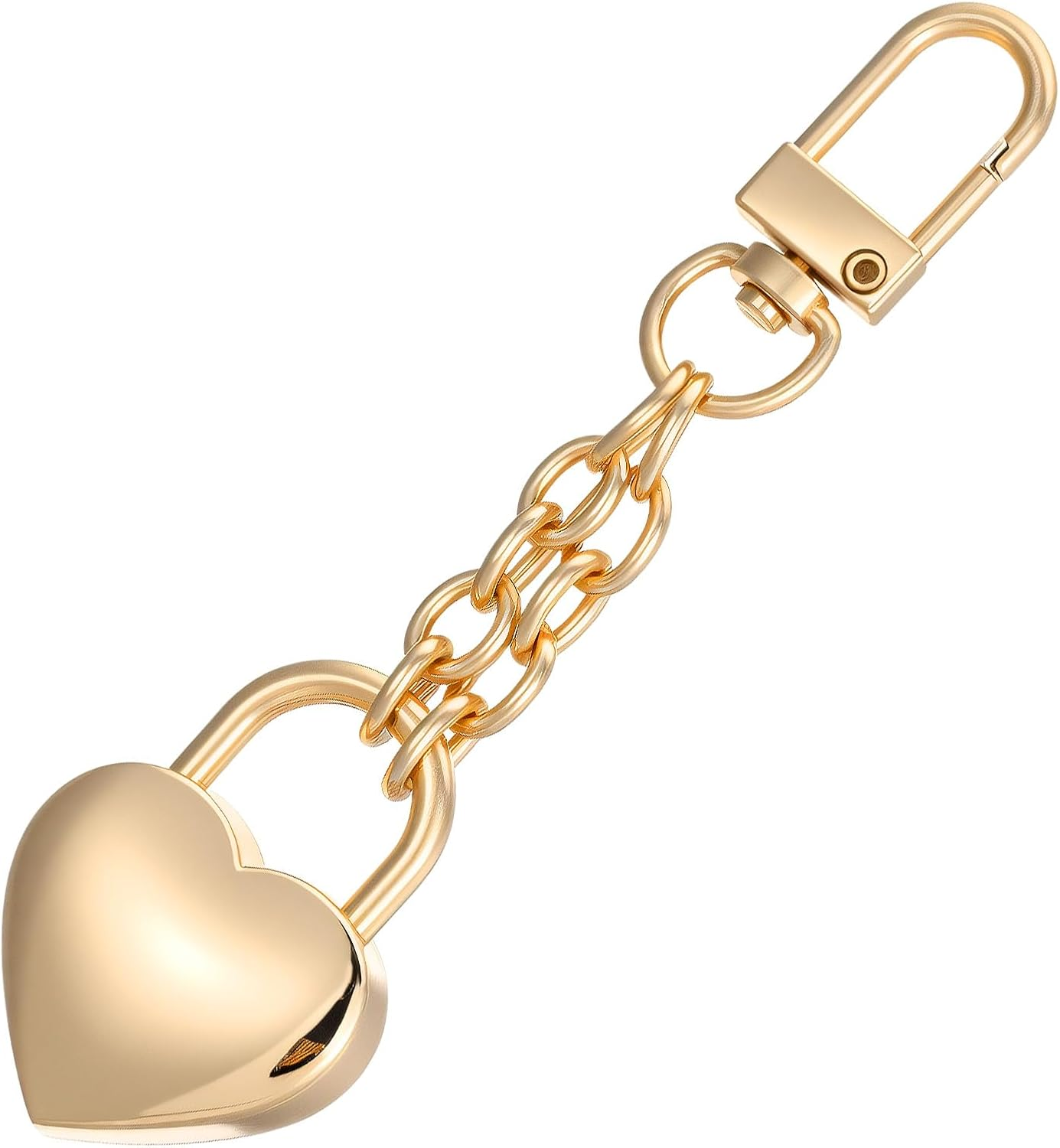 Heart Padlock Bag Charm,Cute Heart Purse Charm Gold Keychain Accessories for Wom