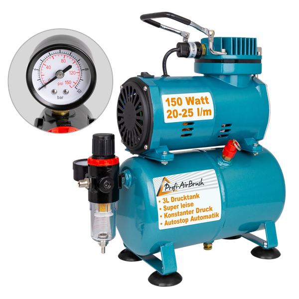 Airbrush Kompressor Airbrushkompressor Luft Tank Mit Manometer Druckluft ÖLfrei-image