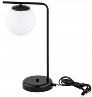 Tischleuchte Nachttisch Glas Schwarz Weiß E27 H:38 Cm Tischlampe Schlafzimmer