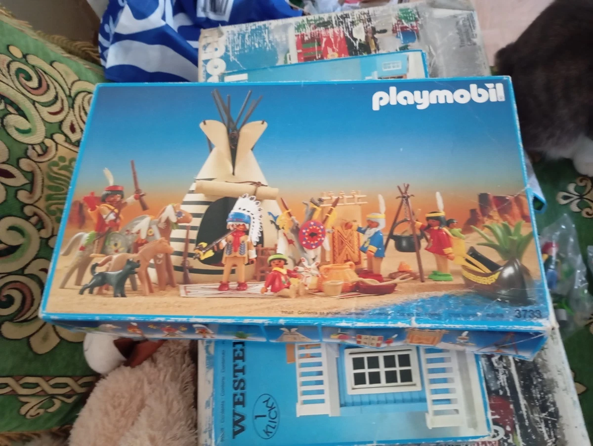 PLAYMOBIL WESTERN POBLADO indio Sioux del Oeste 3733 tipi telar caldero