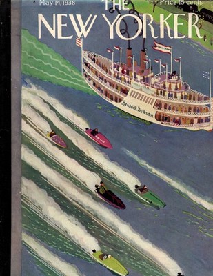 1938 New Yorker May 14 - Speedboats on the Hudson River - Hall