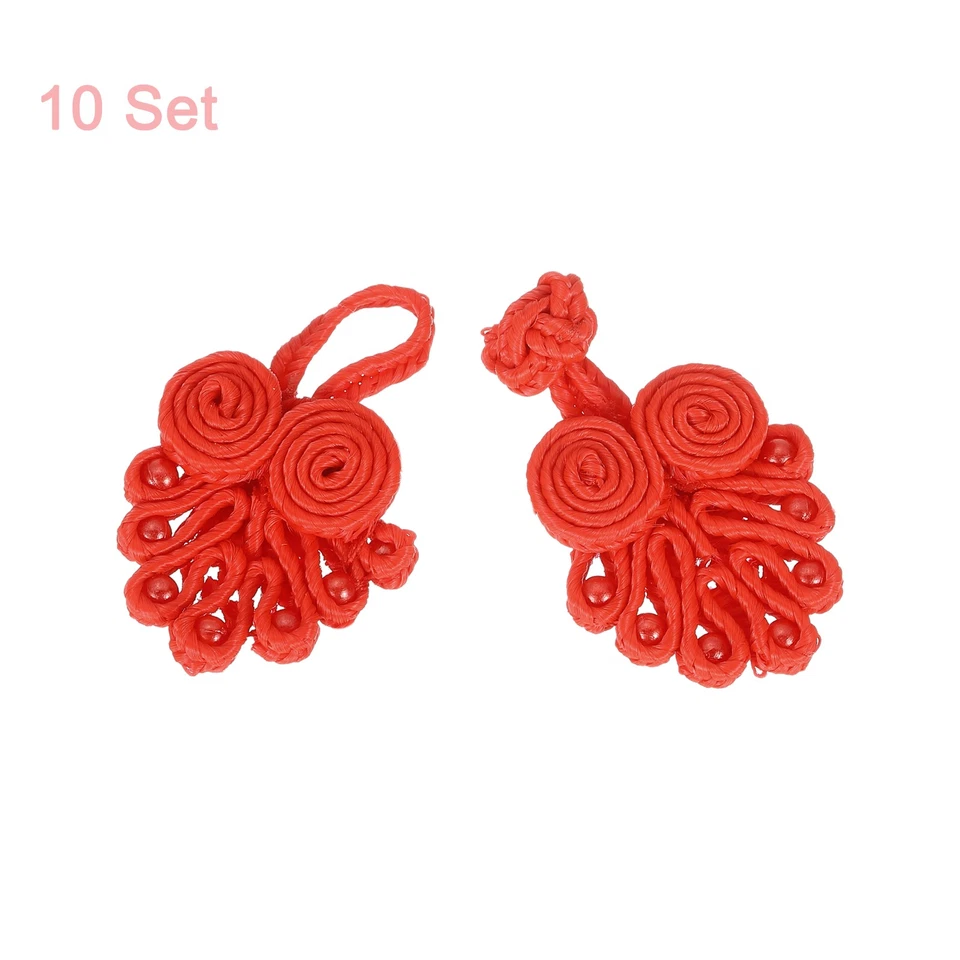 Набор из 10 китайских кнопок застежки китайские узлы кнопки лягушки сделай сам красные - Изображение 4 из 4