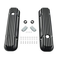 Finned Tall Aluminum Valve Covers Black For 1957-1979 Pontiac 350 400 455