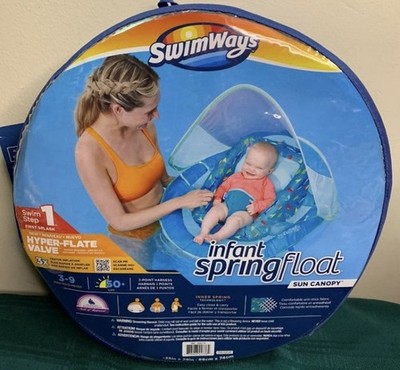 SwimWays Infant Spring Float Sun Canopy UPF 50+ - Swim Step 1 Ages 3-9 Months