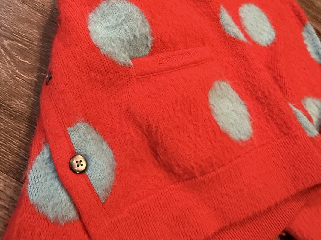 Supreme Brushed Polka Dot Cardigan SS 2020 Formal Streetwear Red