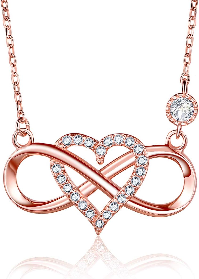 Necklaces for Women White/Rose Gold Plated 925 Sterling Silver Womens Necklace C