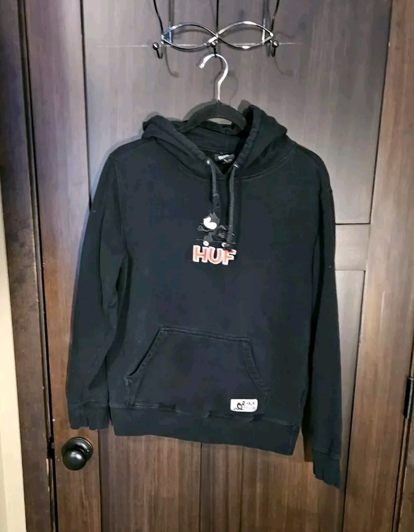 Felix The Cat Faded Black Hoodie EUC Huf Skate Size Small