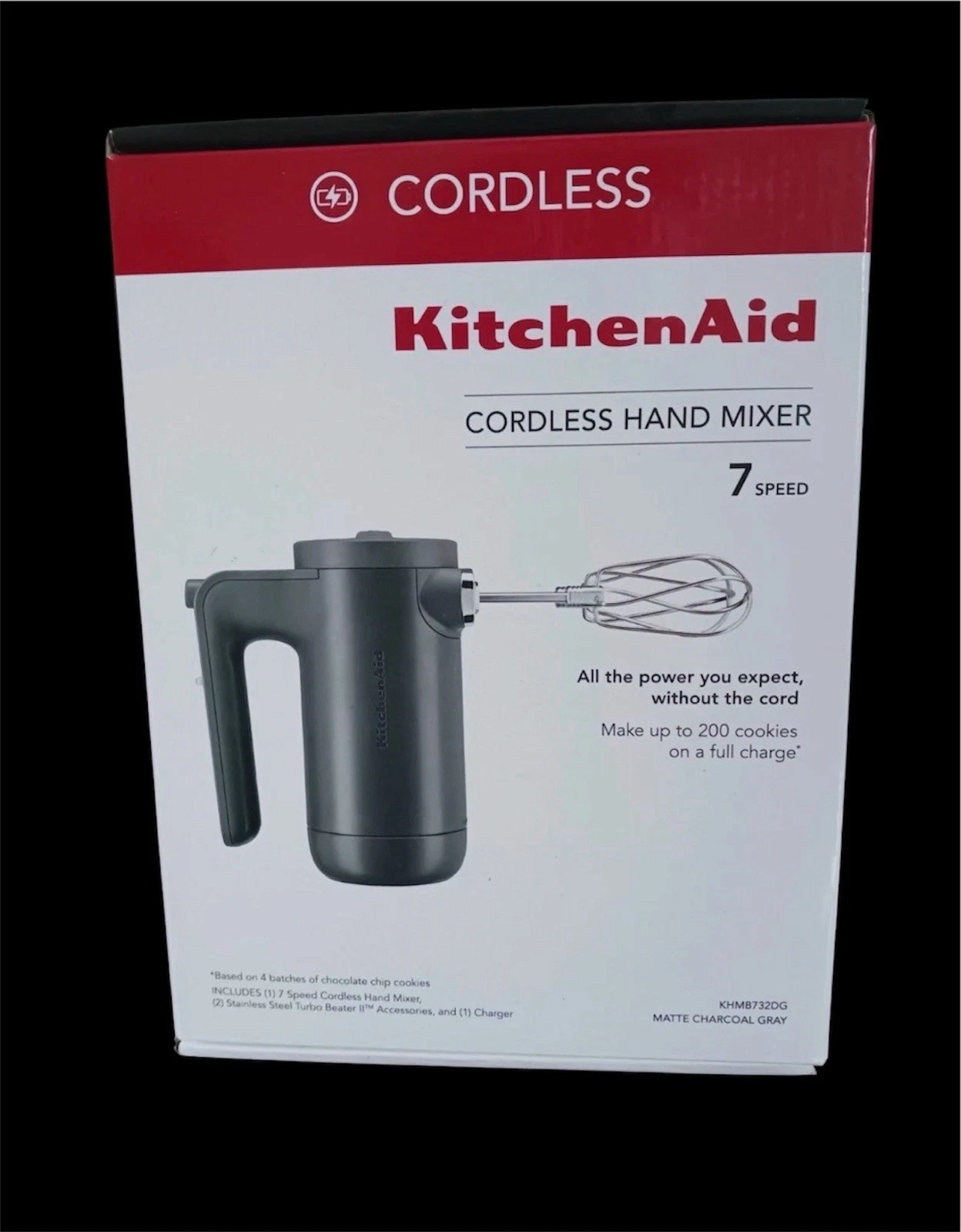 KitchenAid Cordless 7 Speed Hand Mixer Charcoal Gray New Open Box KHMB732DG
Opens in a new window or