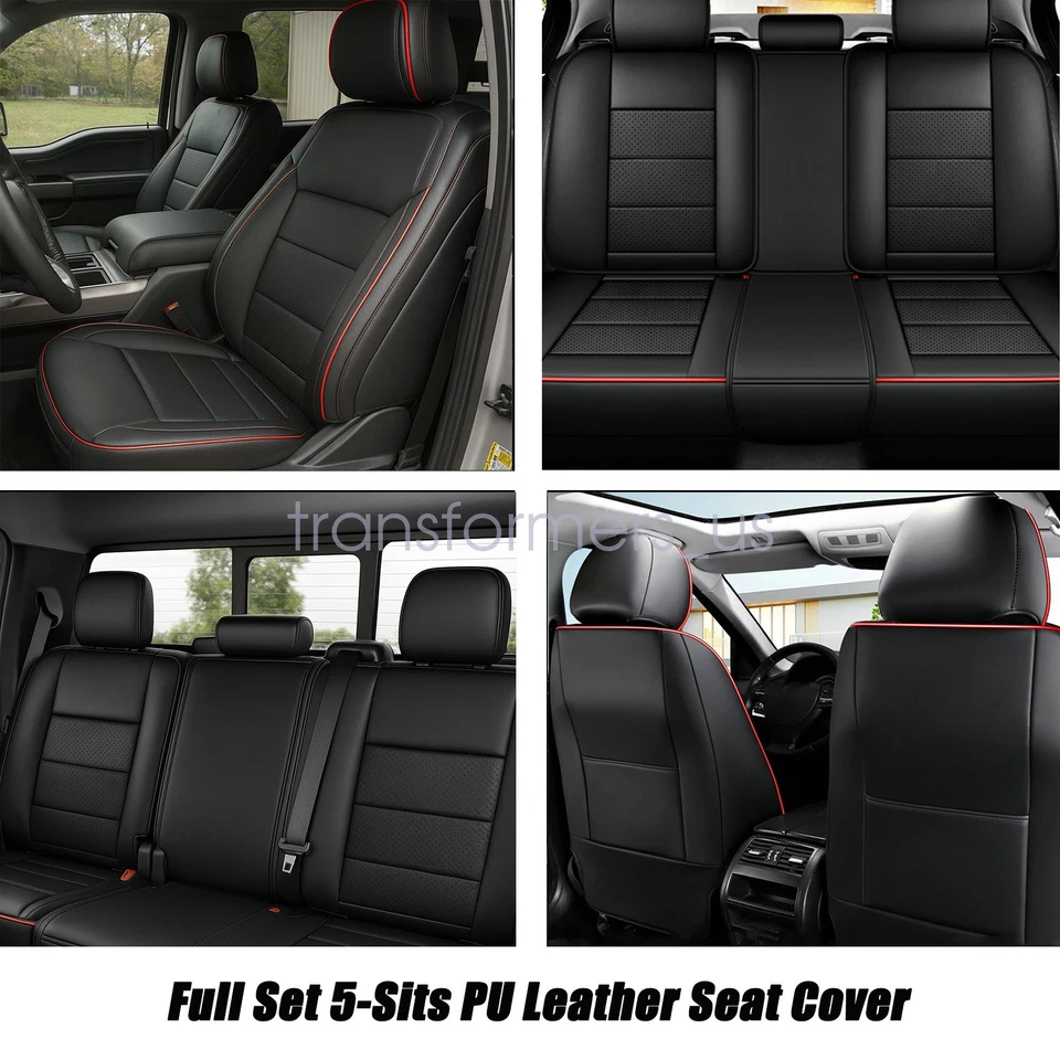 Fits 2009-2022 Ford F150 Crew Cab Leather Car Seat Covers Full Set Front & Rear Foto 3 de 4
