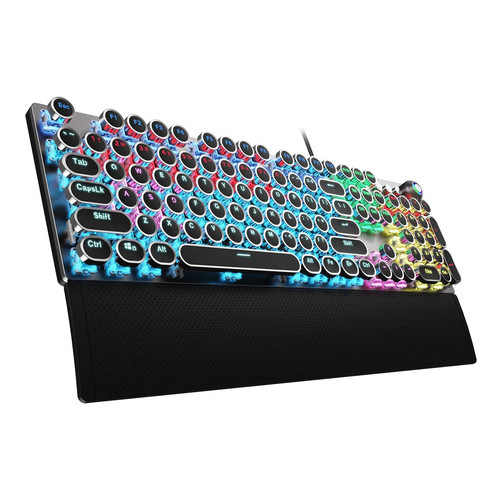 F2088 Typewriter Style Mechanical Gaming Keyboard Blue Switches,Rainbow LED B... - Picture 1 of 8