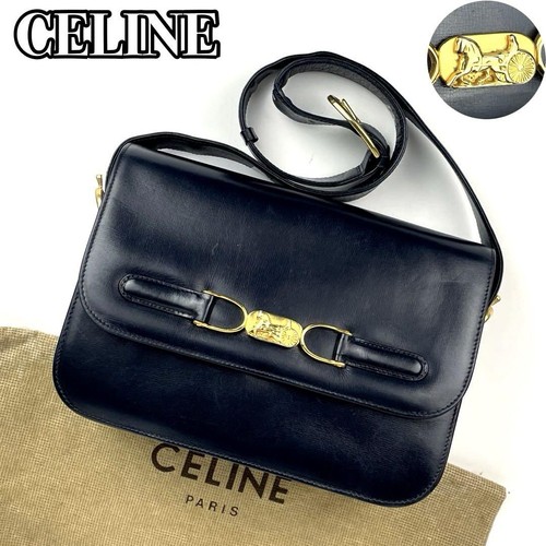 CELINE Shoulder bag horse carriage hardware box calf leather From Japan