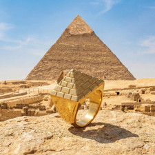 Heavy 18K Gold Plated Stainless Steel Pyramid Ring Polished Unisex