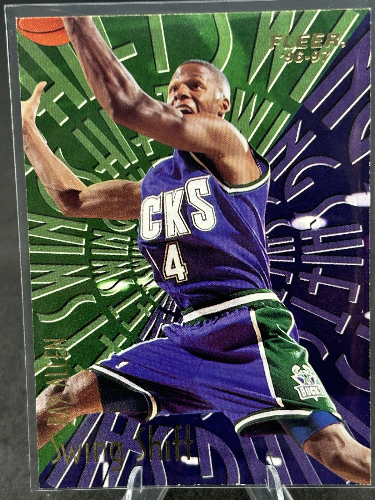 RAY ALLEN 1996-97 FLEER ULTRA  SWING SHIFT #1 ROOKIE BUCKS *BN