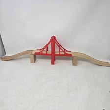 Melissa  Doug Wooden Train Track Suspension Bridge Red 5 Piece Set Accessory