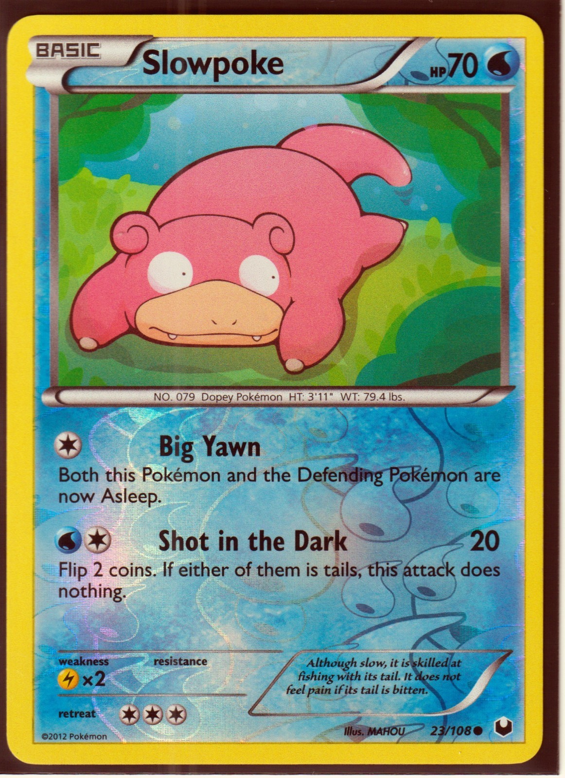 2012 POKEMON SLOWPOKE 23/108 DARK EXPLORERS - REVERSE HOLO- COMMON- NM/LP