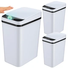 3 Pcs Automatic Bathroom Trash Can with Lid 3 Gallon Touchless Motion Sensor ...