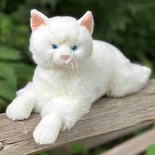 Auswella�: Your 19-Inch Plush White Floppy Pose "Toy Cat" Companion-Faux Stuffed