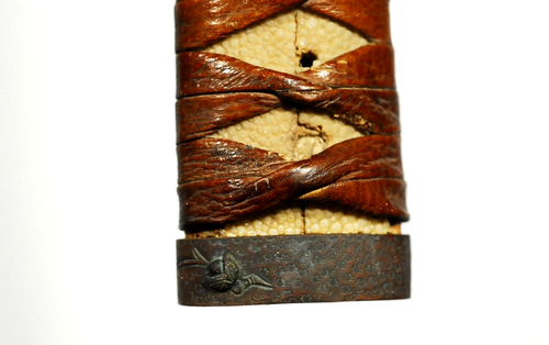 Tsuka Handle Wakizashi Vintage Japanese Sword Fitting Leather Tsuka-ito 14.8cm - Picture 15 of 20