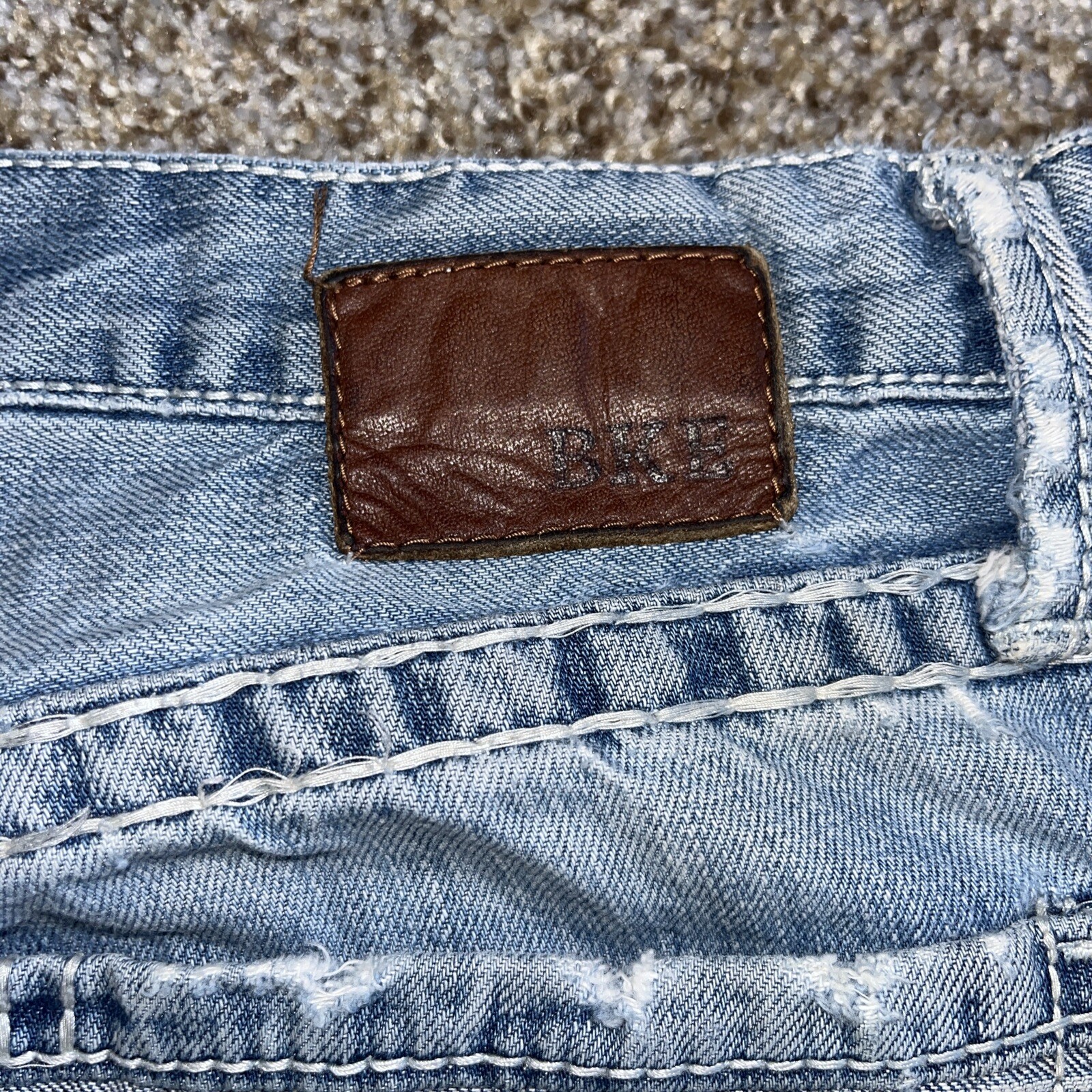 BKE Jeans Mens 33L Blue Tyler Straight Leg Destroyed Denim 33x33 - View 19