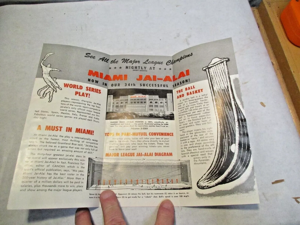 vintage Miami, Florida Jai-Alai with Map Brochure