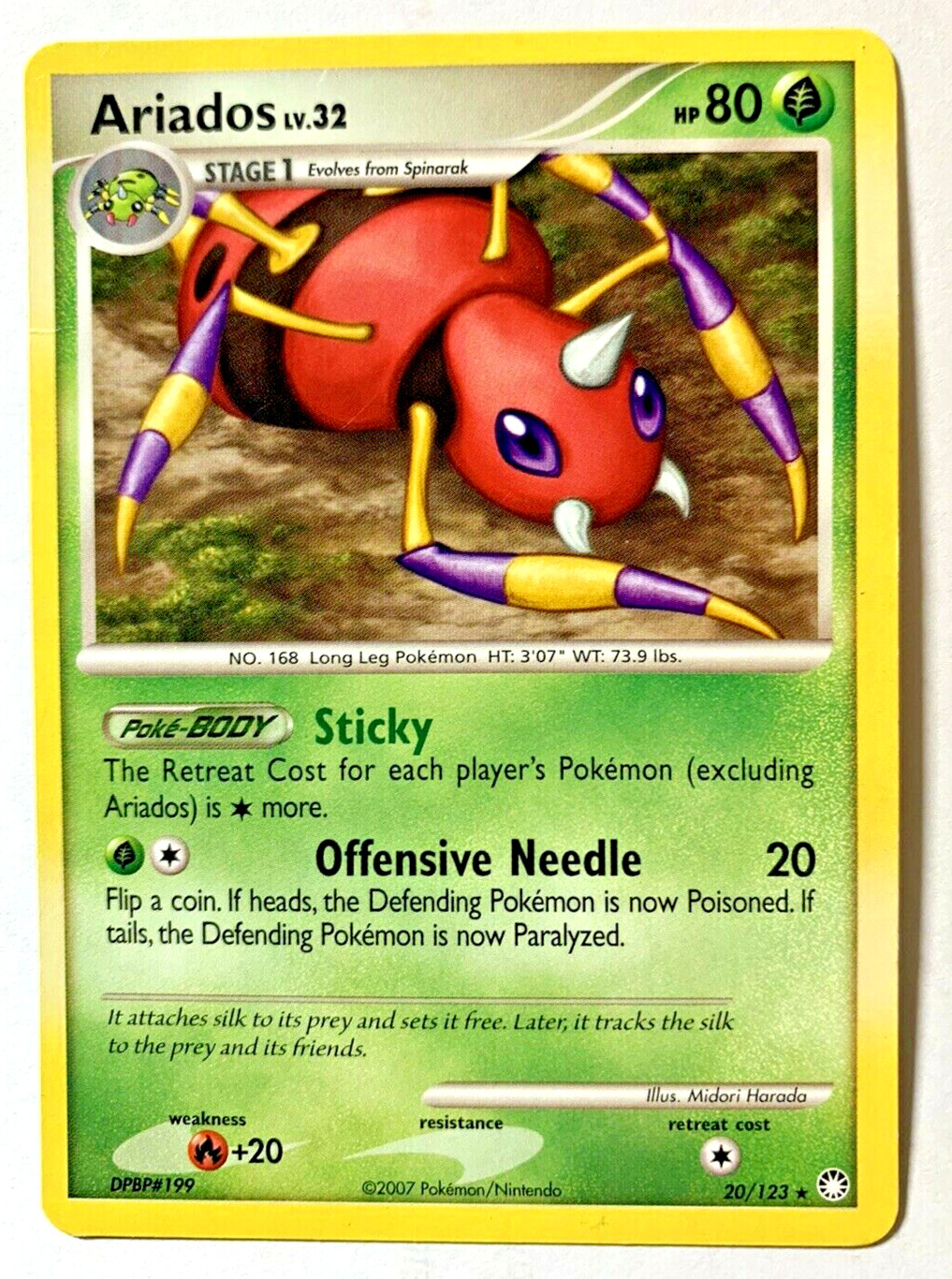 ARIADOS - 20/123 - Mysterious Treasures - **RARE** -  Pokemon - Non Holo - LP