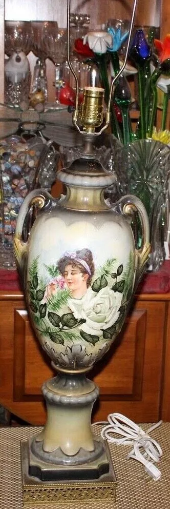 Antique hand painted porcelain sales lamps