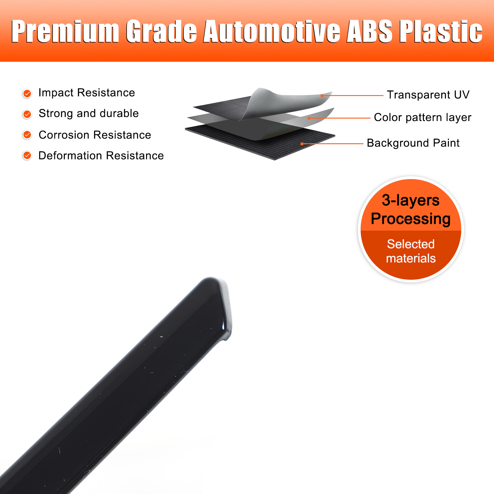 Glossy Black ABS Front Bumper Grille Accent Strip For Maserati Ghibli 2018-2022