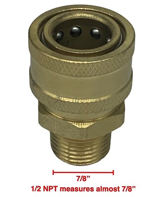 Pressure Washer Quick Connect Socket 1/2 NPT Thread Diameter Measures .840''