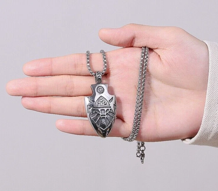 Men's Stainless Steel Viking Odin Arrow Necklace Jewelry Chain Gift Wholesale - Image 2 of 4