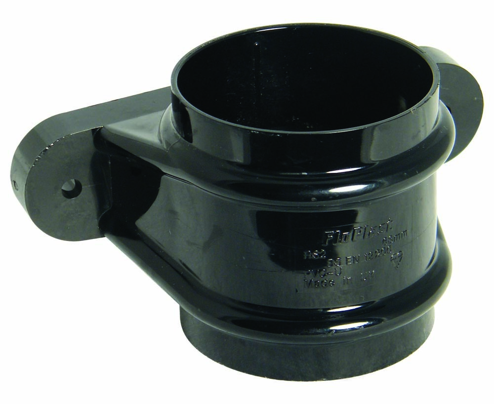Floplast Black Round Downpipe Socket With Fixing Lugs- 68Mm - Image 3