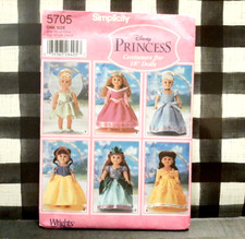 VINTAGE SIMPLICITY DOLL PATTERN 5705 DISNEY PRINCESS 18"