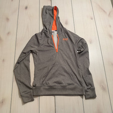girls L FILA half zip athletic hooded sweatshirt grey orange