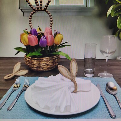 Celebrate Together Easter Bunny Ears Napkin Ring Set 4 Pieces New