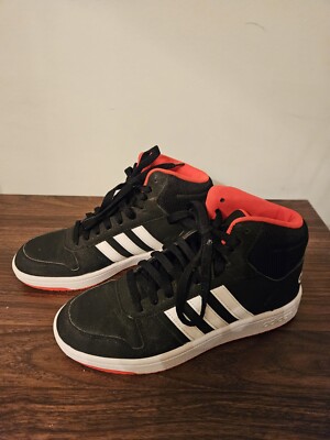 ADIDAS Hoops 2.0 Mid Black Hi-Res Red Black Youth Size 6.5 B75743