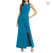 ELIZA J Womens Teal Sleeveless Ruffle Full-Length Formal Mother of Bride.  New.