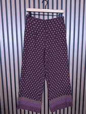 Anthropologie Pants 4 / S Womens Burgundy Wide Leg Boho Geometric Art