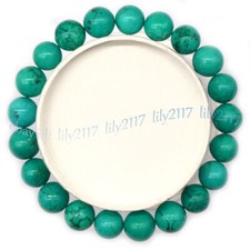 Natural Green Turquoise Round Gemstone Beads Elastic Bracelets 7.5'' 4-14mm