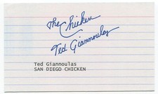 Ted Giannoulas Signed 3x5 Index Card Autographed Baseball San Diego Chicken