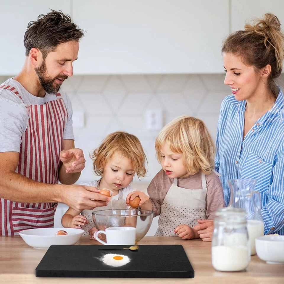 Tabla de cortar y pastelería de mármol de granito negro natural, 12x16x0,5 pulgadas, pesada  Foto 2 de 4