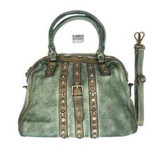 Borsa donna pelle borchie fibia doppio manico MADE IN ITALY