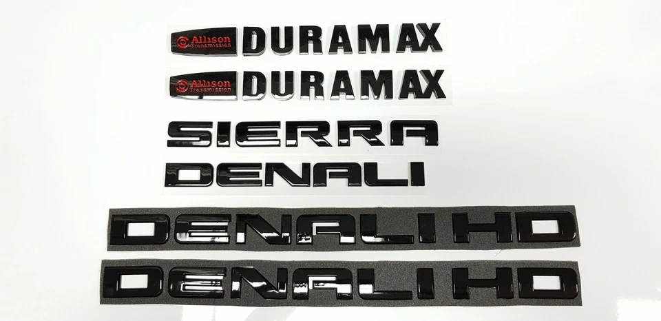 6 piezas letras emblema GMC Sierra Denali Duramax 2500HD 3500HD negro brillante 11-19 Foto 2 de 4