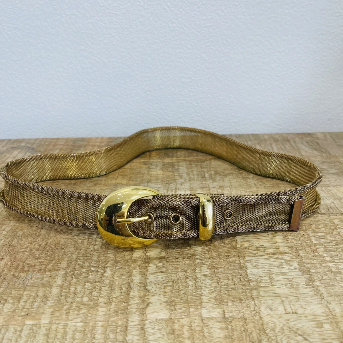 GOLD MESH METAL BELT Classic Preppy Style Vintage 1970-80\'s Woman\'s Sz 39\