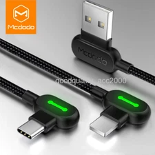 MCDODO 90 Degree Right Angle for iPhone Type C Micro Cable Fast Charge 0.5m - 3m
