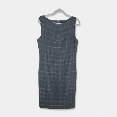 DONNA KARAN NEW YORK NWT Dress Size 14 Gray Color White Stitching Wool Blend