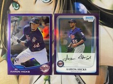 AARON HICKS  2011/2013 Topps Chrome PURPLE & BOWMAN CHROME  REFRACTOR 2 RC Lot!