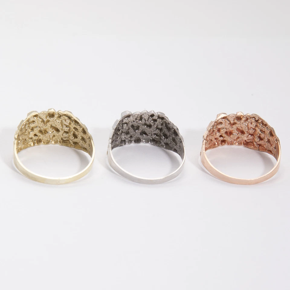 SOLID 14K Gold Medium Square Nugget Ring Yellow White Rose Gold - Image 4 of 4