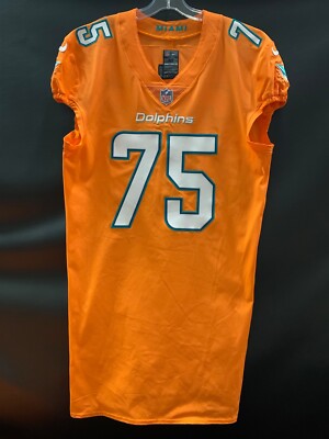 75 JAMIL DOUGLAS MIAMI DOLPHINS GAME USED TEAM ISSUED ORANGE COLOR