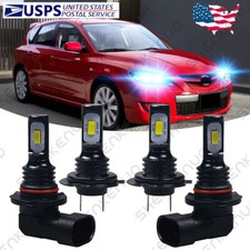 For Mazda 3 2004-2006 Protege 5 2002-2003 4x 9005 H7 Led Headlight Bulbs Kit Hkl